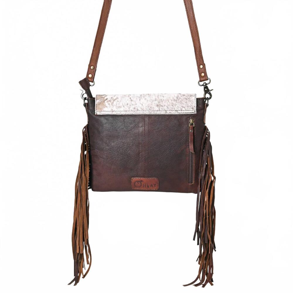 NEW OHLAY women's floral embossed crossbody bag in brown